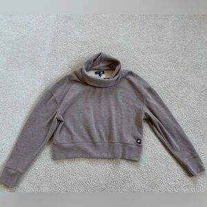 Fundamental Coast Cropped Cowl Neck Sweatshirt XS Taupe Brown